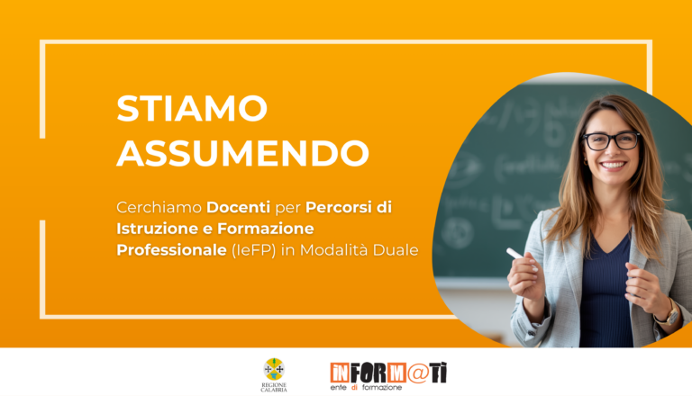 Annuncio ricerca docenti Associazione Informati per percorsi IeFP a Cosenza - Valido per 12 punti GPS.